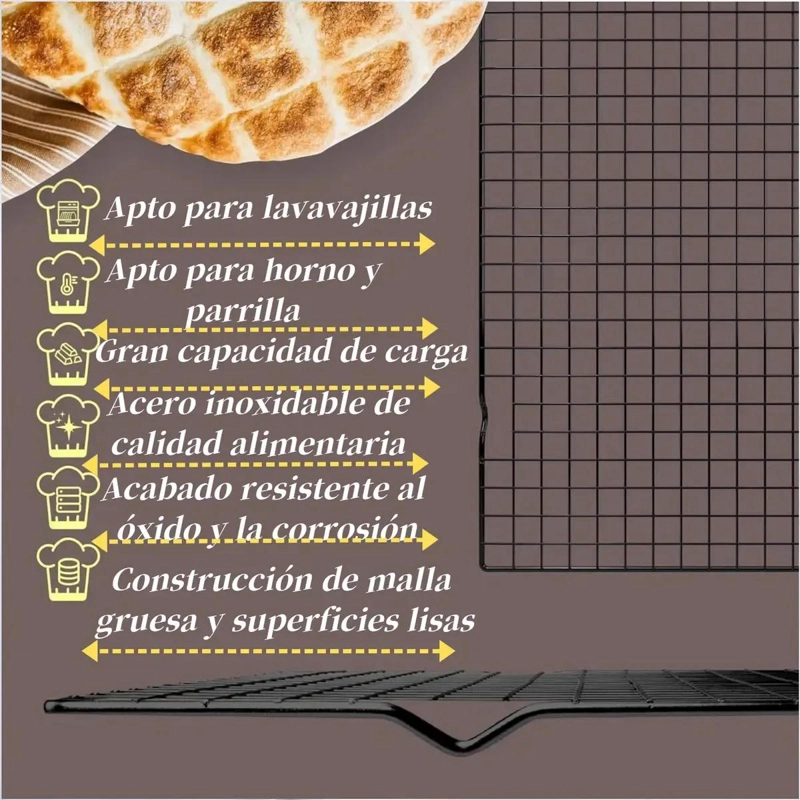 REJILLA PARA HORNEAR Y FREIR GALLETAS, PIZZA Y PAN ESTILO ANTIADHERENTE - 3
