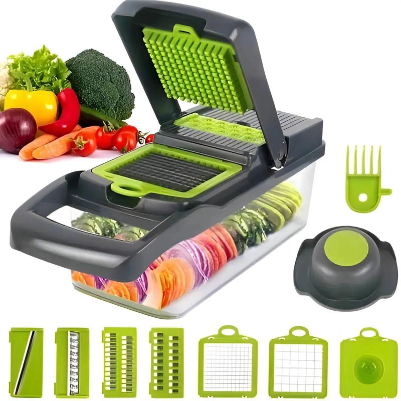 RAYADOR Y PICADOR MULTIFUNCIONAL PARA VERDURAS CON 14 FUNCIONES - 2