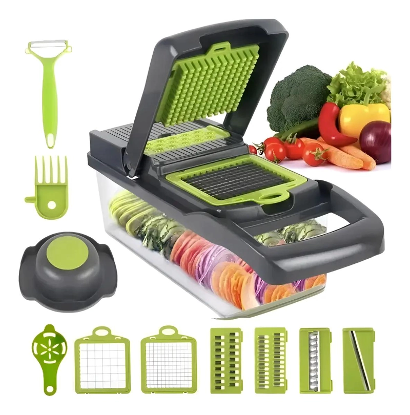 RALLADOR DE MESA MULTIFUNCIONAL CON 16 ACCESORIOS PARA COCINA - 1