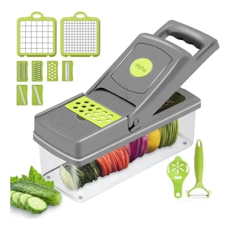 RALLADOR Y CORTADOR MULTIUSO PARA FRUTAS Y VERDURAS 14 EN 1 - 1