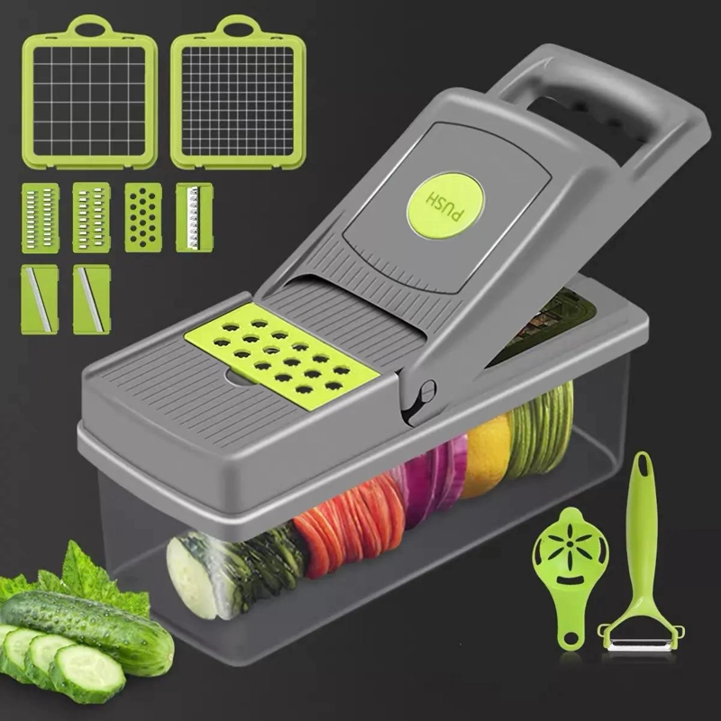 RALLADOR Y CORTADOR MULTIUSO PARA FRUTAS Y VERDURAS 14 EN 1 - 2