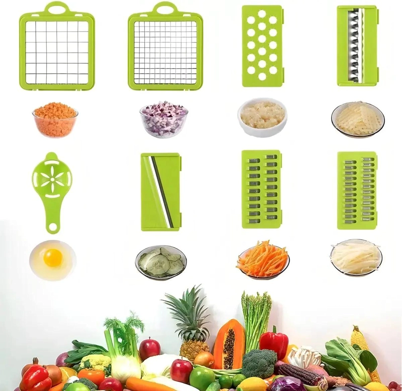 PICADORA MANUAL PARA VERDURAS Y FRUTAS CON RALLADOR Y CORTADOR - 3