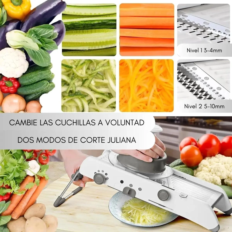 MANDOLINA CORTADORA DE VEGETALES CON RALLADOR Y PICADOR INTEGRADO - 3
