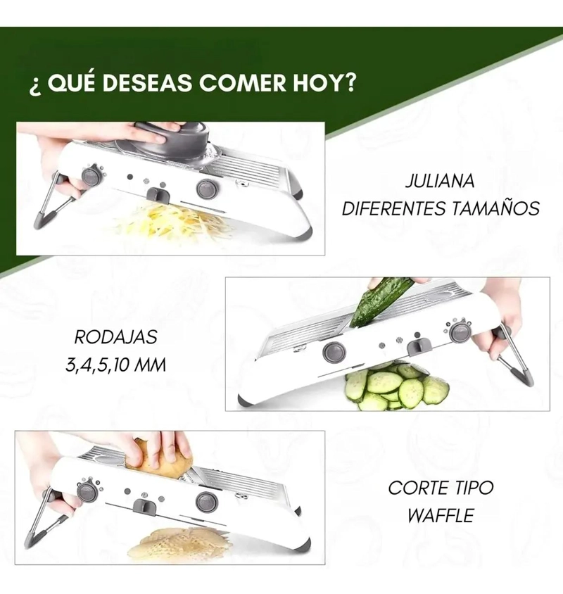 MANDOLINA CORTADORA DE VEGETALES CON RALLADOR Y PICADOR INTEGRADO - 5
