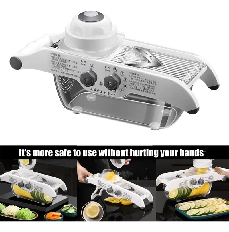 CORTADOR Y RALLADOR DE VERDURAS CON 5 AJUSTES PARA COCINA - 4