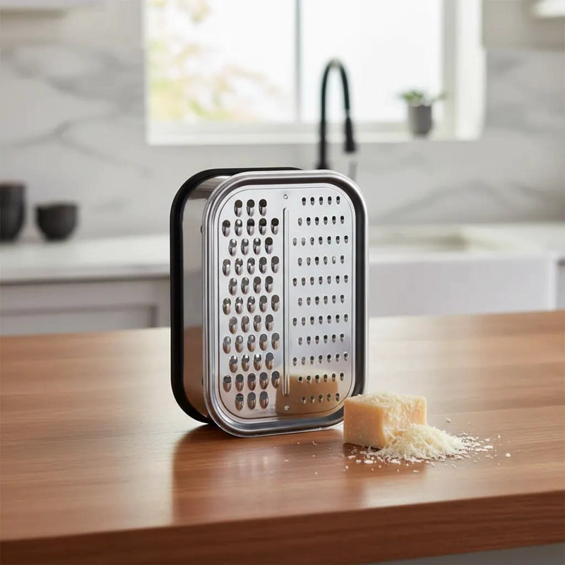 RALLADOR DE COCINA CON CONTENEDOR INTEGRADO PARA VERDURAS Y QUESOS - 1