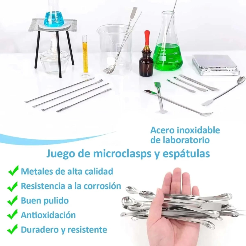 KIT DE 25 ESPATULAS DE ACERO INOXIDABLE PARA LABORATORIO CON CAJA - 5