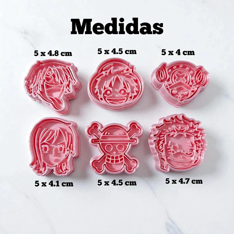 SET DE 6 CORTADORES DE GALLETAS CON DISEÑO DE PERSONAJES DE ANIME - 4