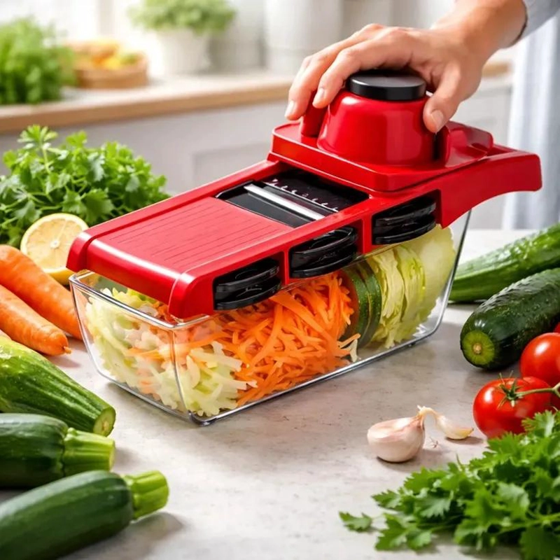 MANDOLINA REBANADORA Y RALLADOR DE MESA MULTIRALLADOR ROJO - 2