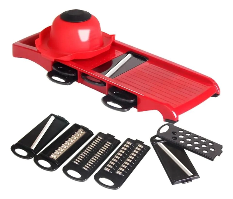 MANDOLINA REBANADORA Y RALLADOR DE MESA MULTIRALLADOR ROJO - 5