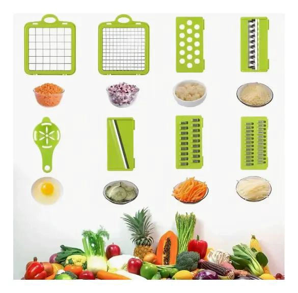 PICADORA MANUAL PARA VERDURAS Y FRUTAS CON RALLADORES Y CORTADOR - 2