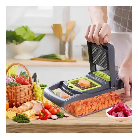 PICADORA MANUAL PARA VERDURAS Y FRUTAS CON RALLADORES Y CORTADOR - 3