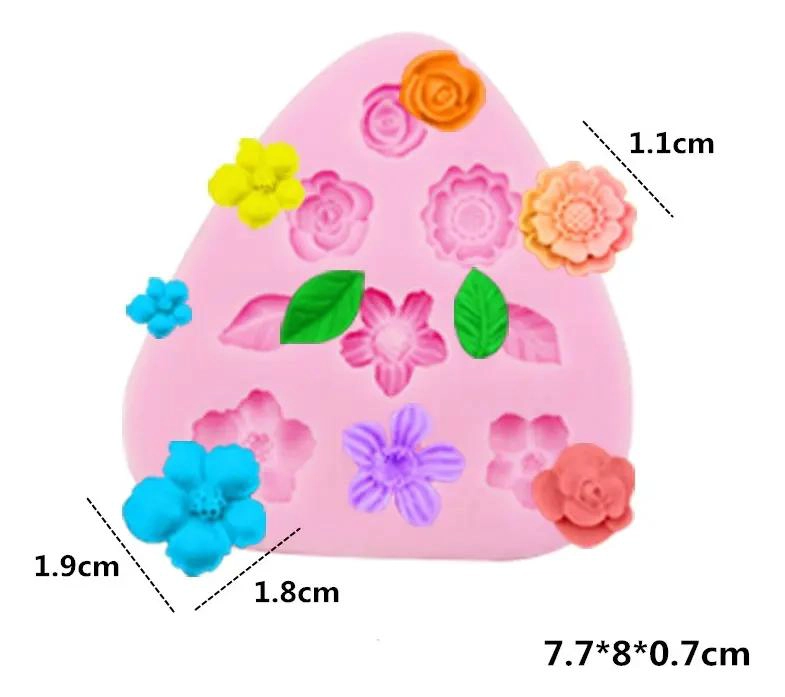 SET DE MOLDES DE SILICONA PARA FONDANT CON DISEÑO DE FLORES EN 4 PIEZAS - 5