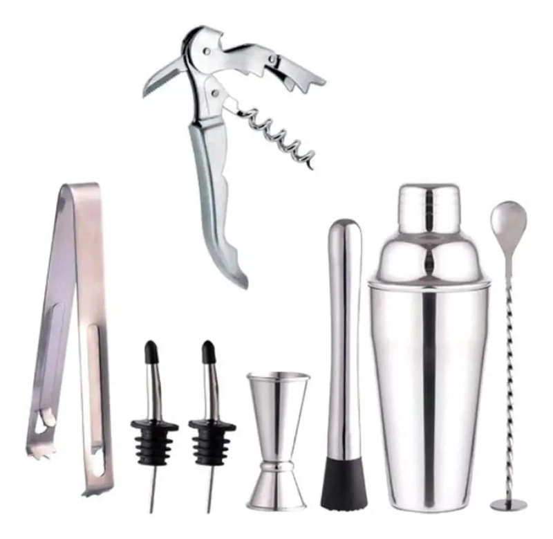 SET PROFESIONAL DE COCTELERA DE ACERO INOXIDABLE CON 8 PIEZAS PARA BAR - 1