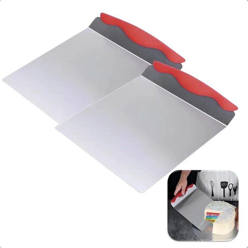 PACK DE 2 ESPATULAS PARA REPOSTERIA CON CABEZAL DE SILICONA ROJO Y MANGO DE ACAB - 1