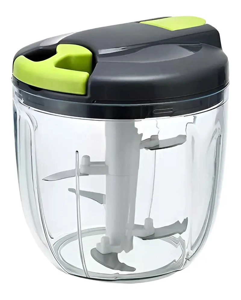 PICADORA MANUAL CON 5 CUCHILLAS DE ACERO INOXIDABLE Y DISEÑO ERGONOMICO NEGRO - 1
