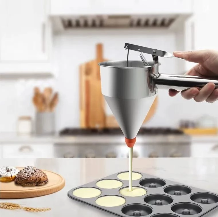 DISPENSADOR DE MASA CON EMBUDO DOSIFICADOR DE ACERO INOXIDABLE - 1