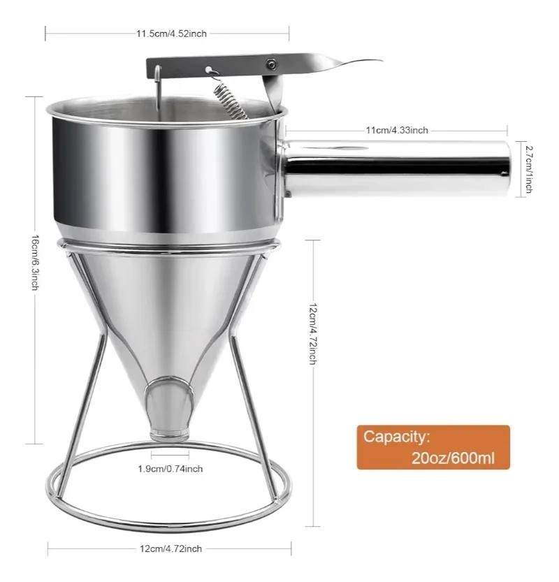 DISPENSADOR DE MASA CON EMBUDO DOSIFICADOR DE ACERO INOXIDABLE - 2
