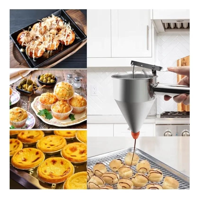 DISPENSADOR DE MASA CON EMBUDO DOSIFICADOR DE ACERO INOXIDABLE - 3