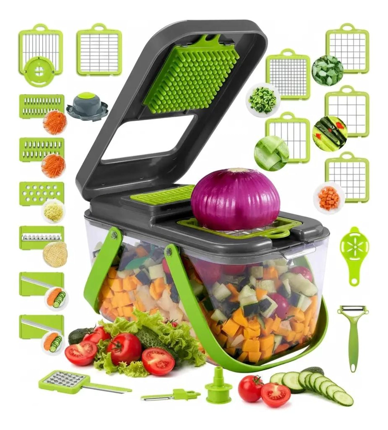 RALLADOR Y CORTADOR MULTIUSO PARA FRUTAS Y VERDURAS CON 22 FUNCIONES - 1