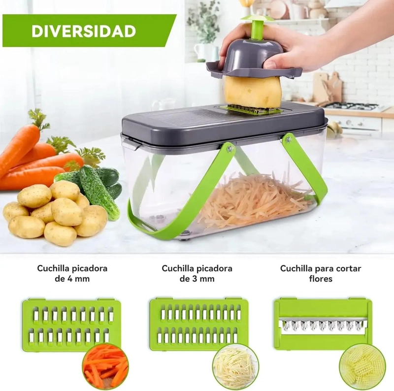 RALLADOR Y CORTADOR MULTIUSO PARA FRUTAS Y VERDURAS CON 22 FUNCIONES - 4