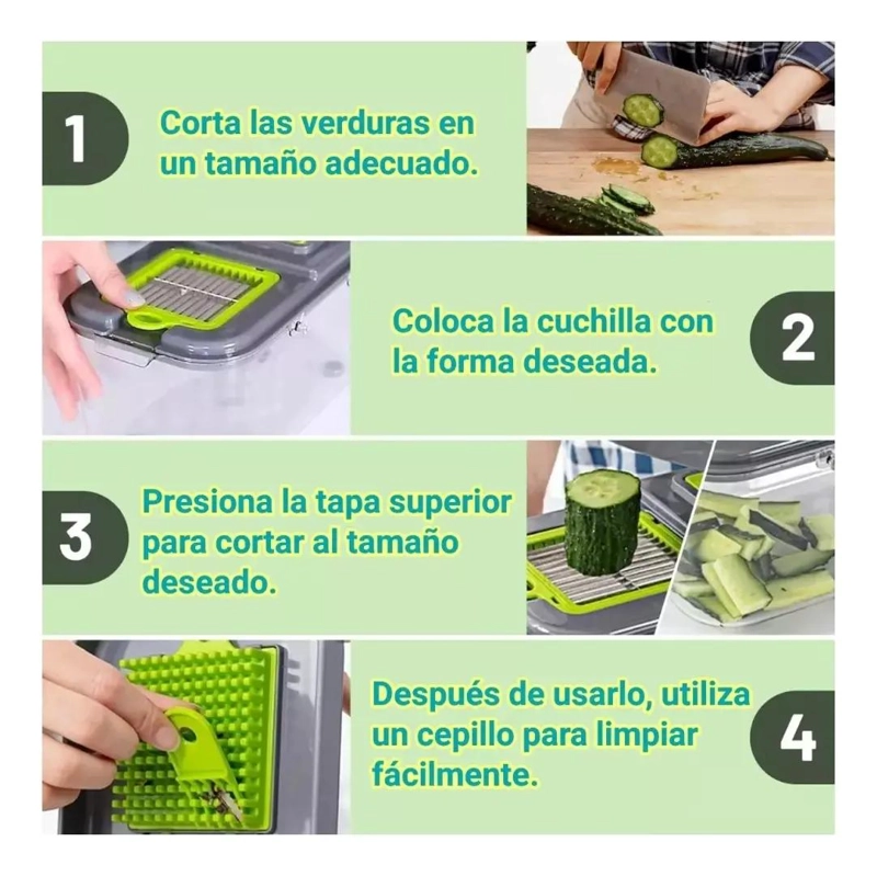 RALLADOR Y CORTADOR MULTIUSO PARA FRUTAS Y VERDURAS CON 22 FUNCIONES - 5