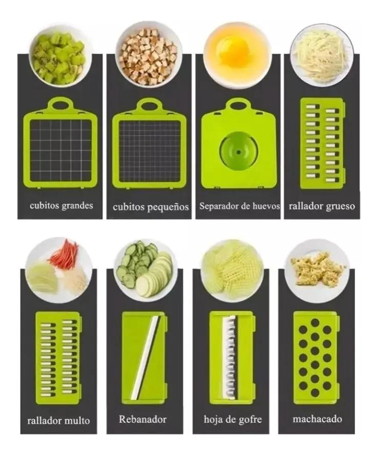 PICADORA Y RALLADOR MULTIUSO PARA VERDURAS Y FRUTAS CON CUCHILLAS AFILADAS - 3