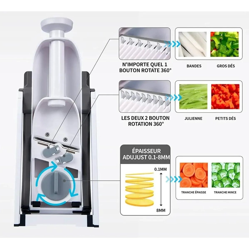 CORTADOR MANUAL PARA VERDURAS Y FRUTAS CON MANDOLINA AJUSTABLE - 5