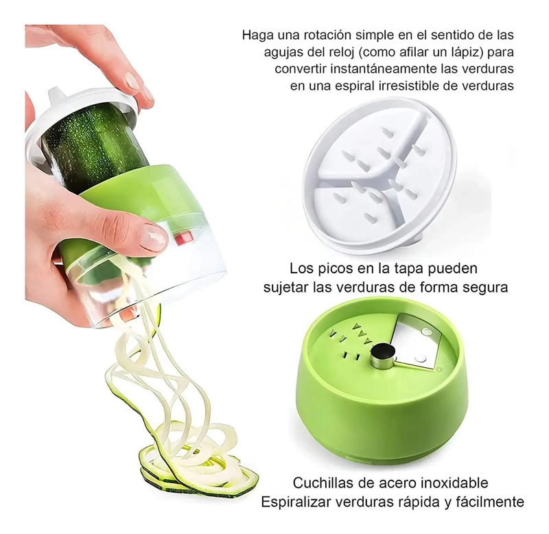 RALLADOR Y CORTADOR DE VERDURAS EN ESPIRAL PARA COCINA - 3