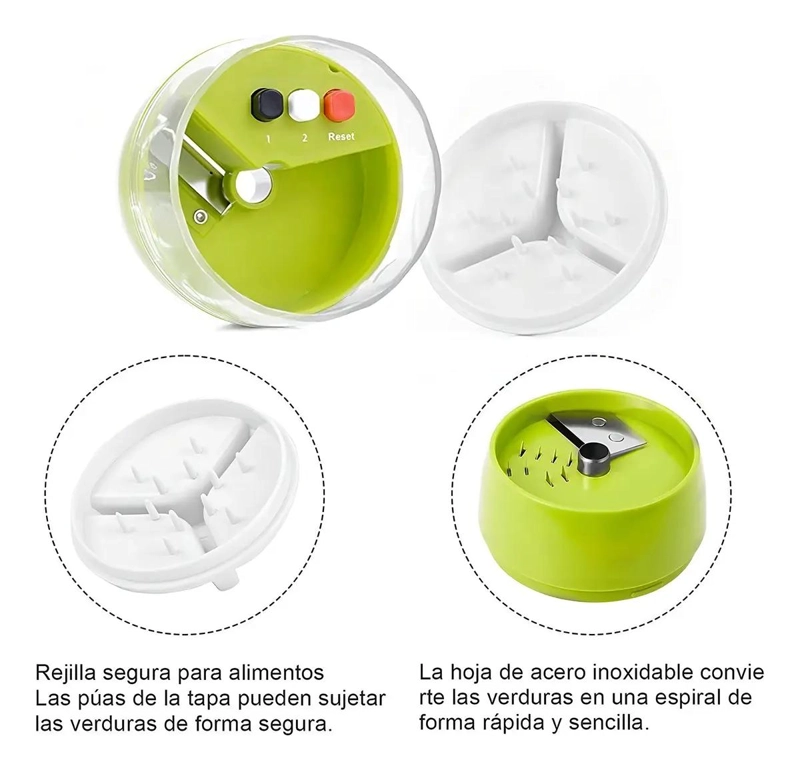 RALLADOR Y CORTADOR DE VERDURAS EN ESPIRAL PARA COCINA - 5