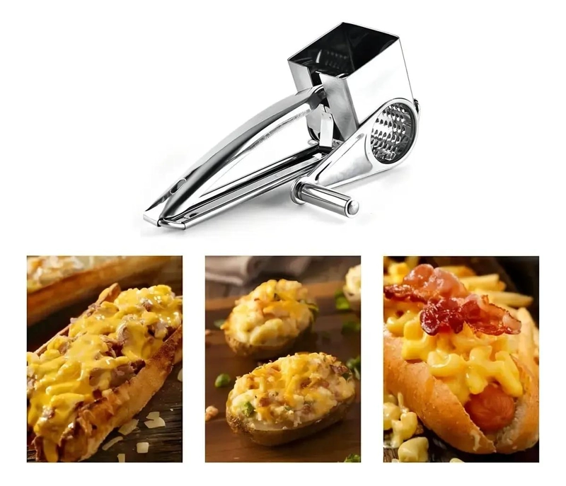 RALLADOR GIRATORIO DE ACERO INOXIDABLE PARA QUESO Y VERDURAS - 4