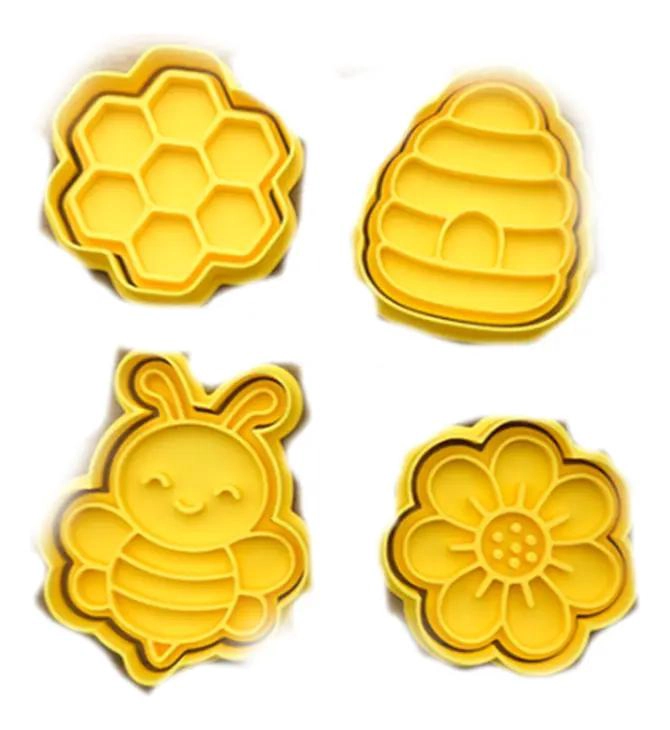 SET DE 4 CORTADORES DE GALLETAS CON DISEÑO DE ABEJAS PARA REPOSTERIA CREATIVA - 1