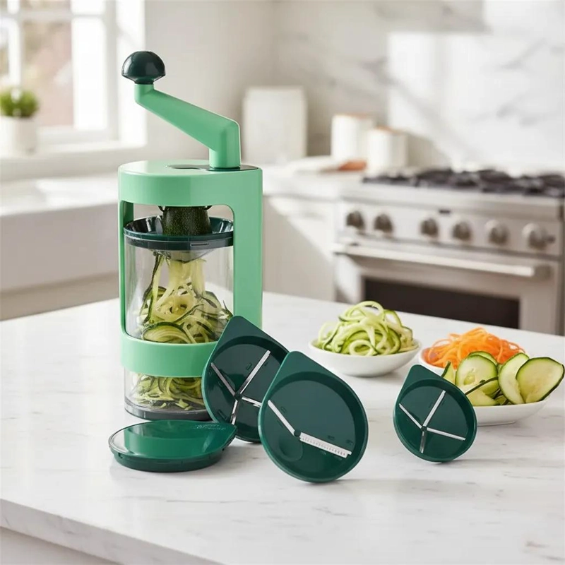RAYADOR ESPIRAL PARA VERDURAS CON REBANADOR Y CORTADOR DE VEGETALES - 1