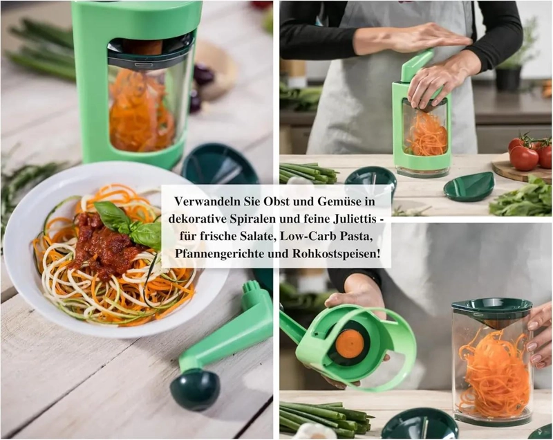 RAYADOR ESPIRAL PARA VERDURAS CON REBANADOR Y CORTADOR DE VEGETALES - 5