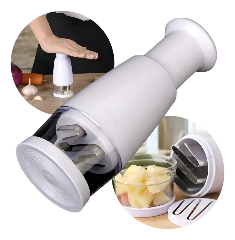 CORTADOR Y PICADOR MANUAL PARA VERDURAS Y AJO CON DISEÑO COMPACTO - 1