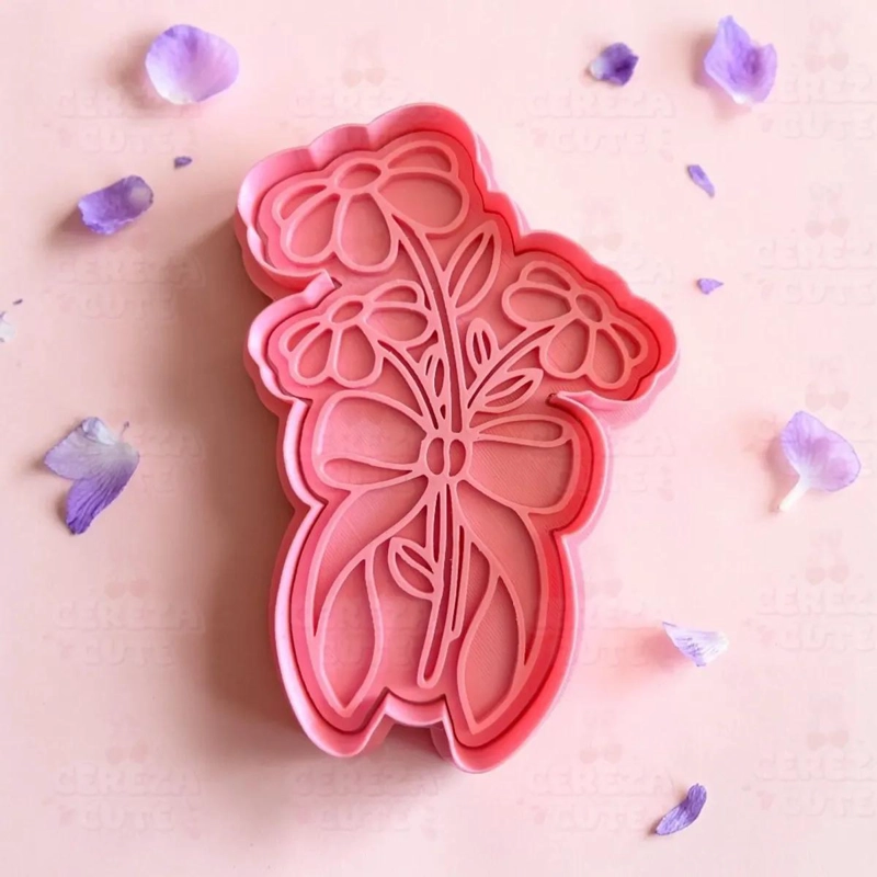 MOLDE CORTADOR Y SELLO PARA GALLETAS CON DISEÑO DE FLOR MARGARITA - 2