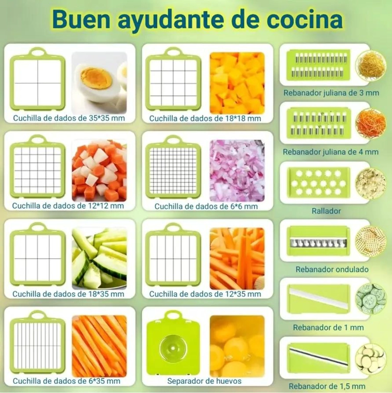SET MULTIFUNCIONAL PARA PICAR VERDURAS Y FRUTAS CON VARIAS PIEZAS - 2
