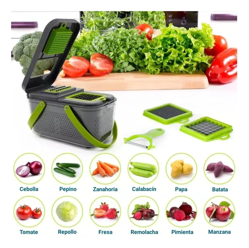 SET MULTIFUNCIONAL PARA PICAR VERDURAS Y FRUTAS CON VARIAS PIEZAS - 4