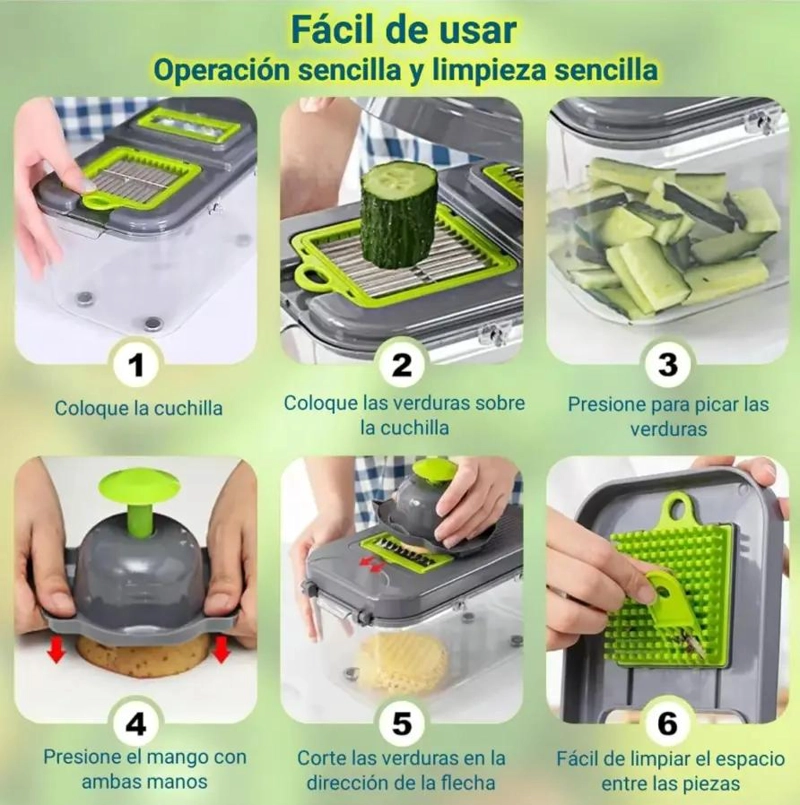 SET MULTIFUNCIONAL PARA PICAR VERDURAS Y FRUTAS CON VARIAS PIEZAS - 5