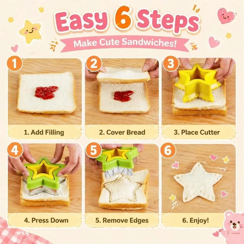 JUEGO DE 59 PIEZAS DE SANDWICH CON MOLDES DE PAN Y FIGURAS DE ANIMALES - 3