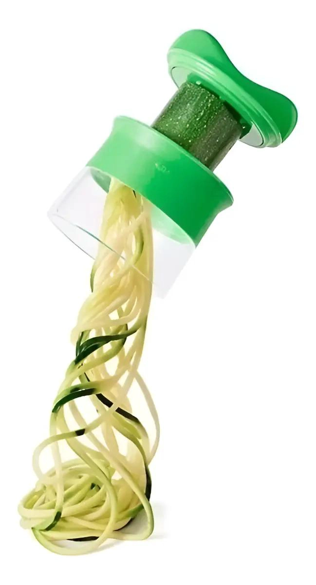CORTADOR Y RALLADOR ESPIRAL PARA VEGETALES CON ACERO INOXIDABLE Y MANGO VERDE - 1