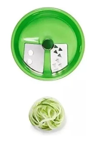 CORTADOR Y RALLADOR ESPIRAL PARA VEGETALES CON ACERO INOXIDABLE Y MANGO VERDE - 2