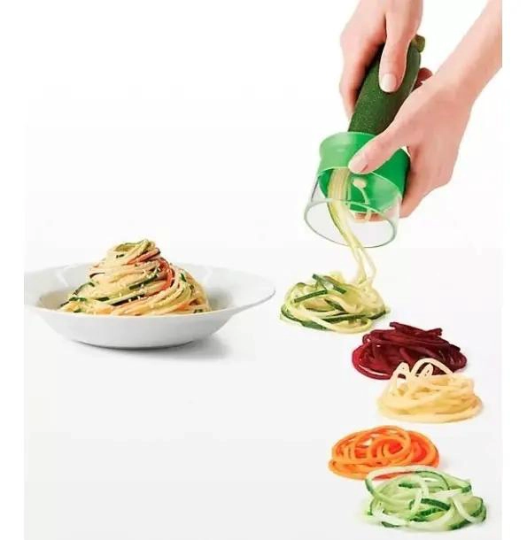 CORTADOR Y RALLADOR ESPIRAL PARA VEGETALES CON ACERO INOXIDABLE Y MANGO VERDE - 5