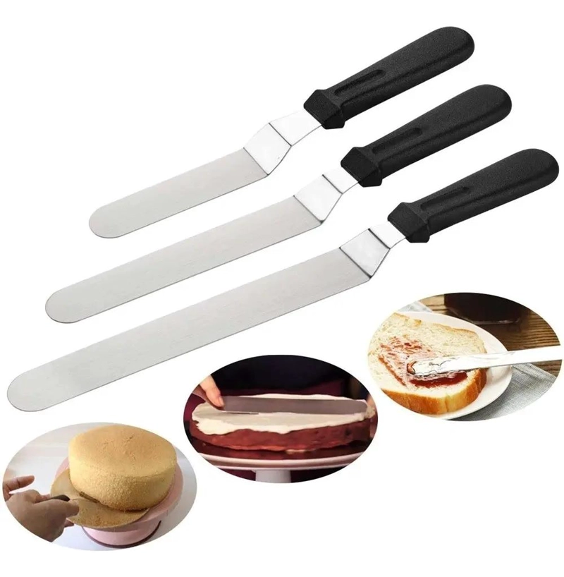 SET DE 3 ESPATULAS PARA REPOSTERIA CON DISEÑO CURVO PARA DECORACION - 1