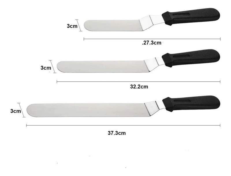 SET DE 3 ESPATULAS PARA REPOSTERIA CON DISEÑO CURVO PARA DECORACION - 2