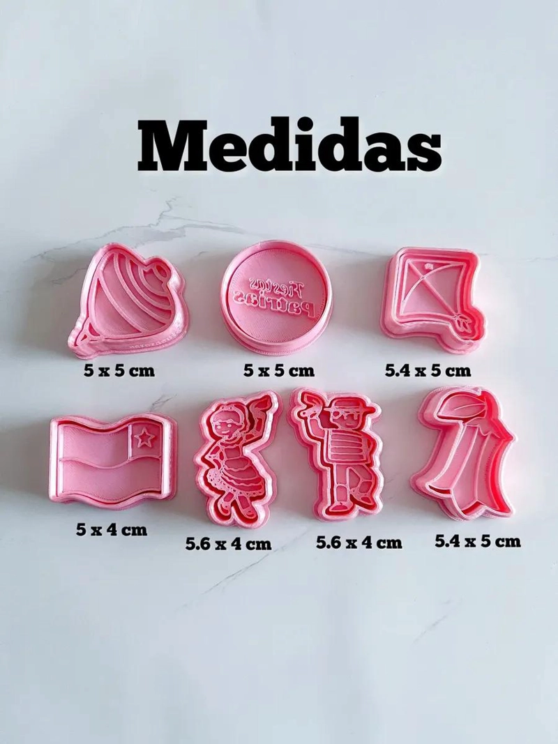 SET DE 7 CORTADORES PARA GALLETAS Y FONDANT CON MOTIVOS PATRIOS - 4