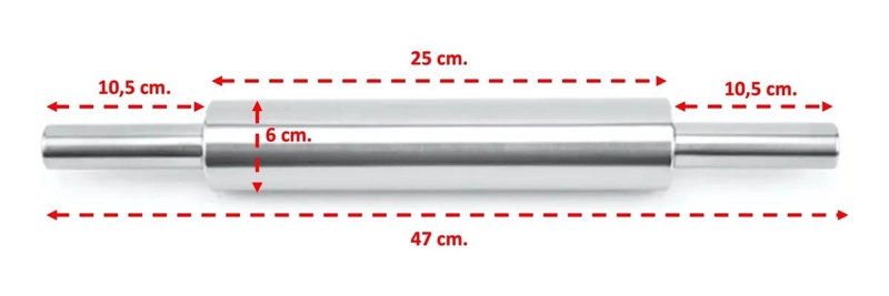 RODILLO DE ACERO INOXIDABLE CON RODAMIENTO DE 47 CM PARA REPOSTERIA - 3