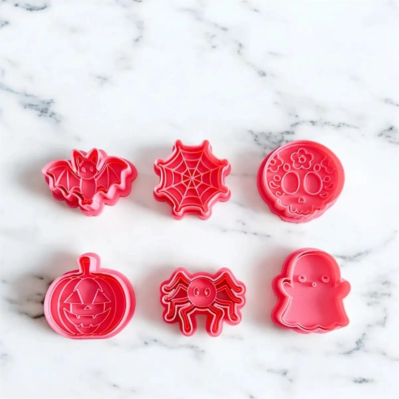 SET DE 6 CORTADORES DE GALLETAS CON SELLO PARA FONDANT Y ARCILLA TEMATICA DE CAL - 2