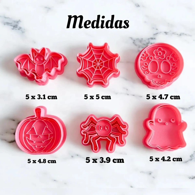 SET DE 6 CORTADORES DE GALLETAS CON SELLO PARA FONDANT Y ARCILLA TEMATICA DE CAL - 3