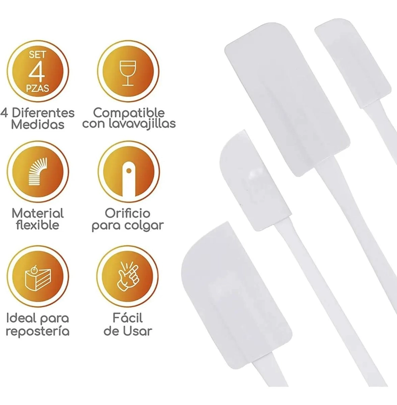 KIT DE 2 ESPATULAS DE SILICONA PARA REPOSTERIA Y ASADOS COLOR - 4